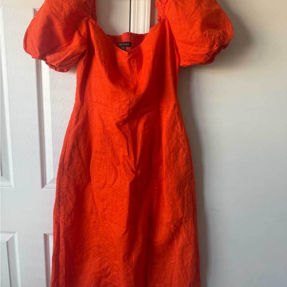 Banana Republic Red Off-the-Shoulder Puff Sleeve Sundress